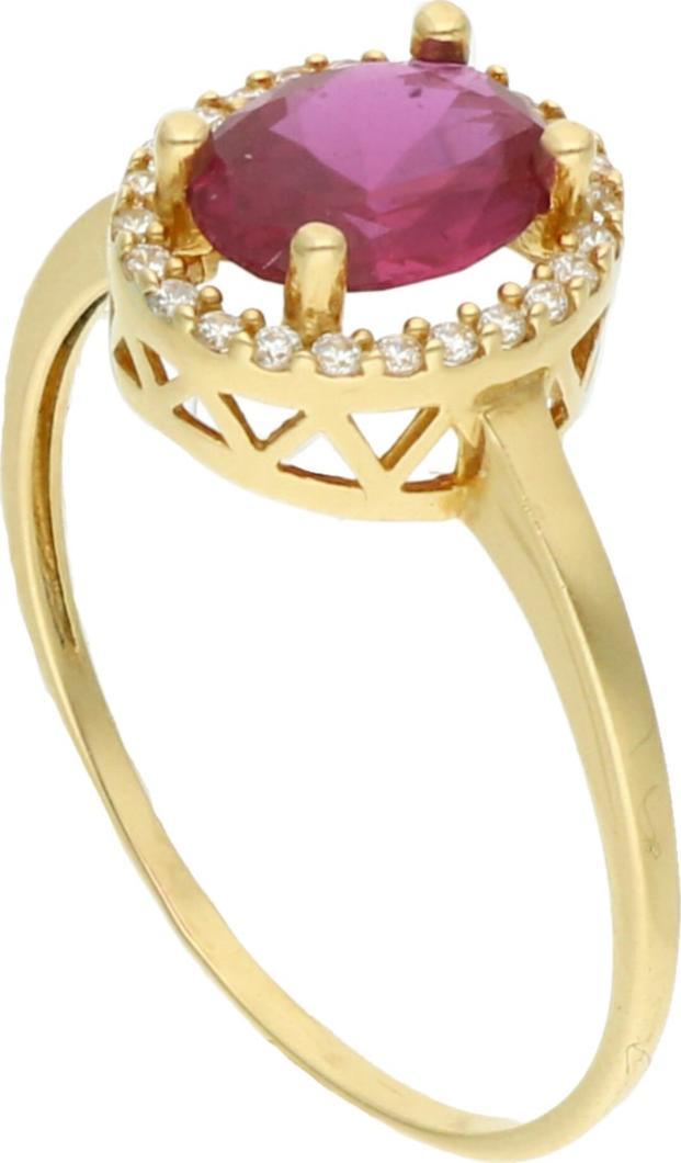 Rosanto Złoty pierścionek z czerwoną cyrkonią roz. 20 585 14k