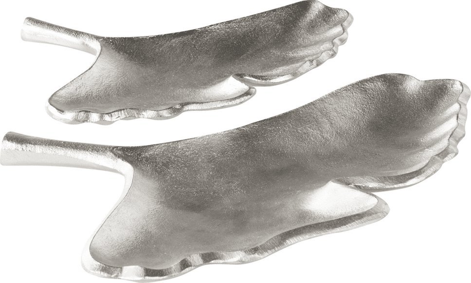 Beliani Zestaw 2 pater dekoracyjnych liść miłorzębu srebrny PALENQUE