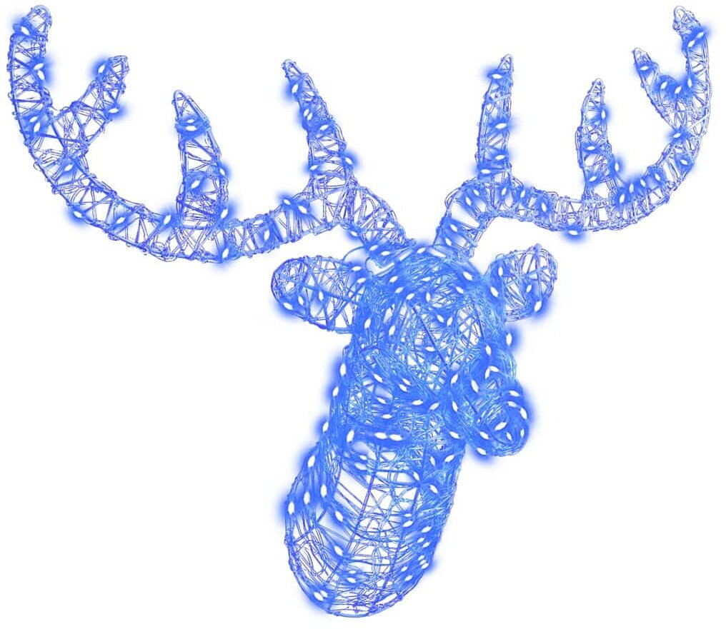 vidaXL Głowa Renifera Niebieski 60 cm Akryl