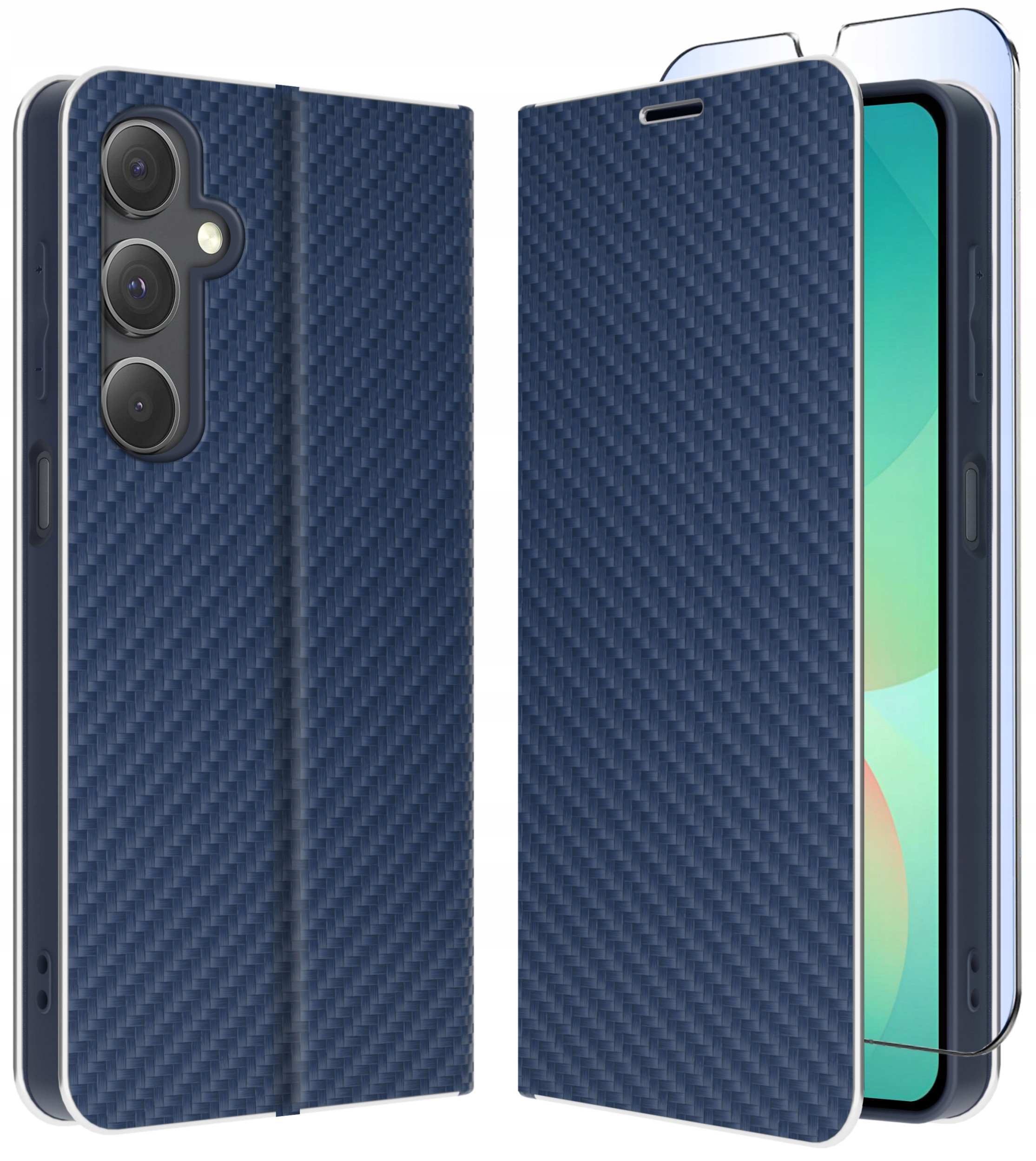ETUI do Samsung A26 5G | CARBON PORTFEL BOOK TOKRA CASE CLASSIC + SZKŁO 9H
