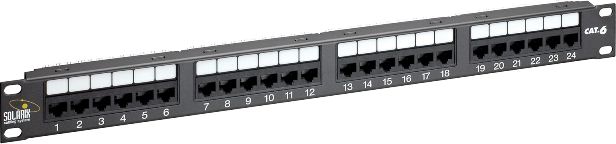 Solarix Patch panel Solarix 24 x RJ45 CAT6 UTP 350 MHz, Czarny, 1U (SX24-6-UTP-BK)