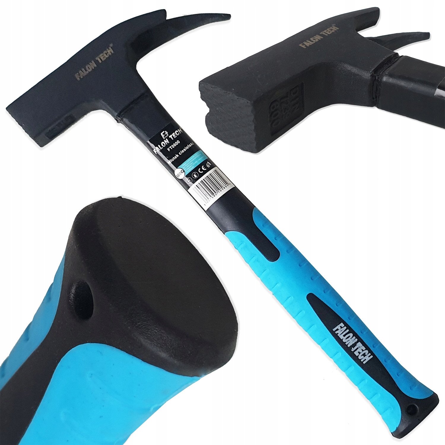 MŁOTEK CIESIELSKI DEKARSKI Z RĘKOJEŚCIĄ WŁÓKNA SZKLANEGO 600 G ROZBIURKOWY