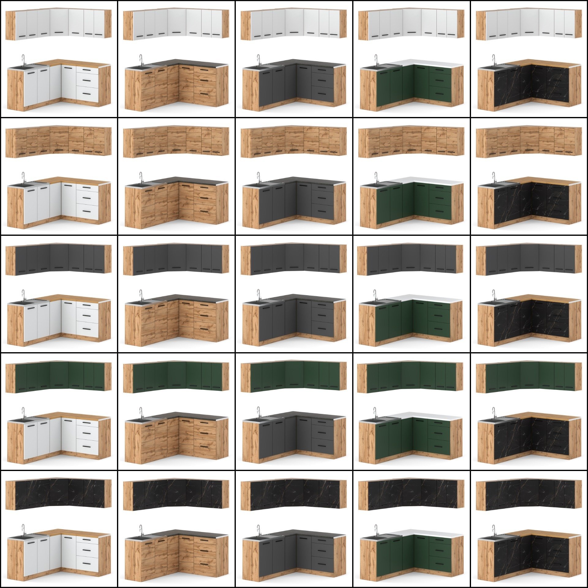 Kuchnia Narożna Modułowa Z Blatem Duża Danka 3.2m Wotan Dąb Wotan Szary