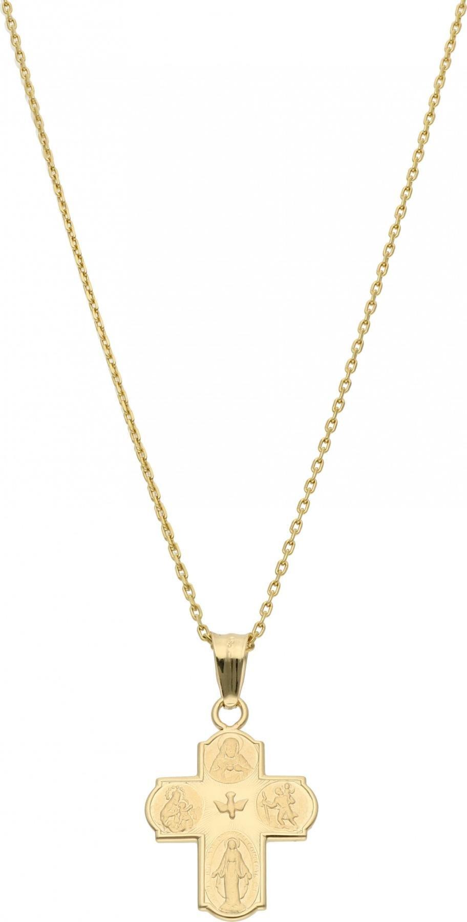 Rosanto Złota zawieszka dwustronny krzyż z wizerunkiem 585 14k