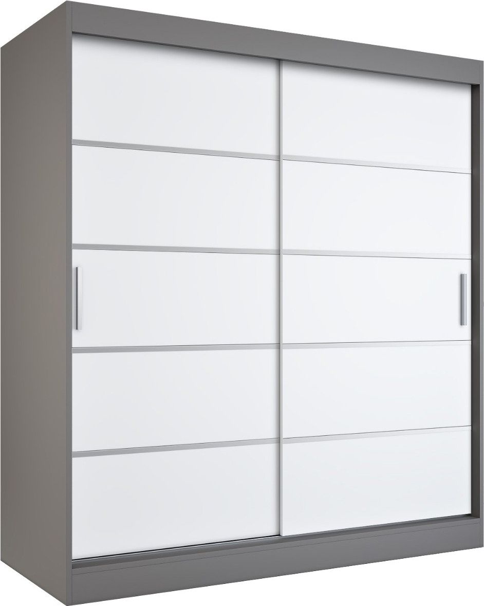 MKPOL Szafa przesuwna MODUO COMFORT 180 antracyt/biała mat z listwami