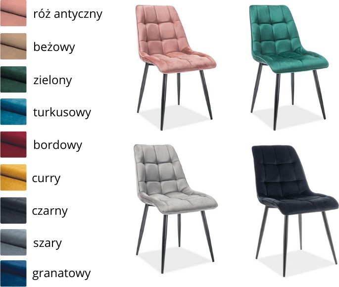Signal Zestaw 4 krzeseł CHIC VELVET mix kolorów