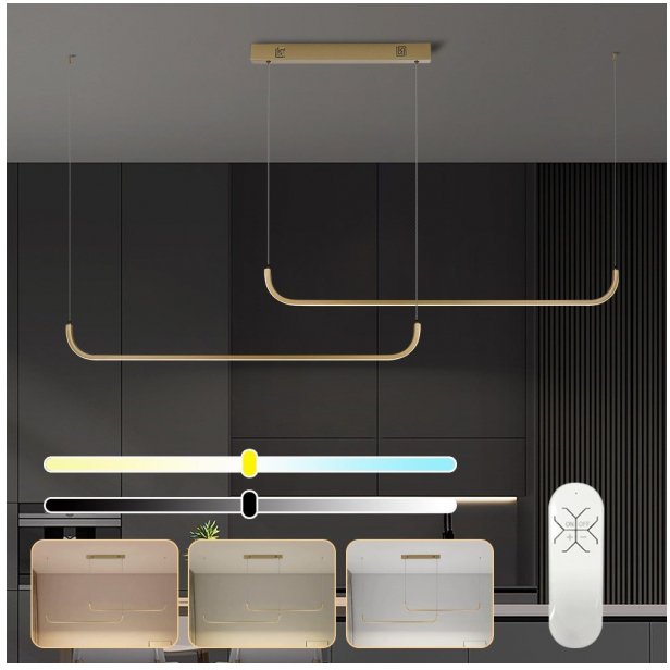 Immax Neo Pattini Smart Podwójna Oprawa Wisząca 160-280Cm, 53W, 3640Lm Złota Zigbee 3.0, Tuya