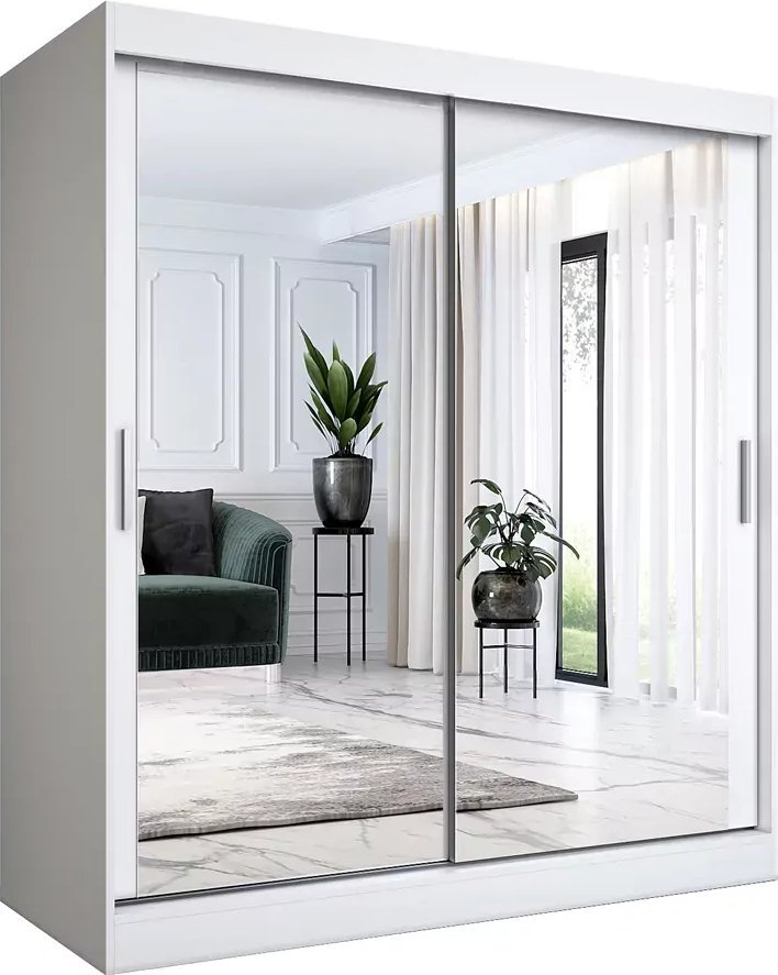 Elior Biała szafa przesuwna z lustrem 180 cm - Edna 5X