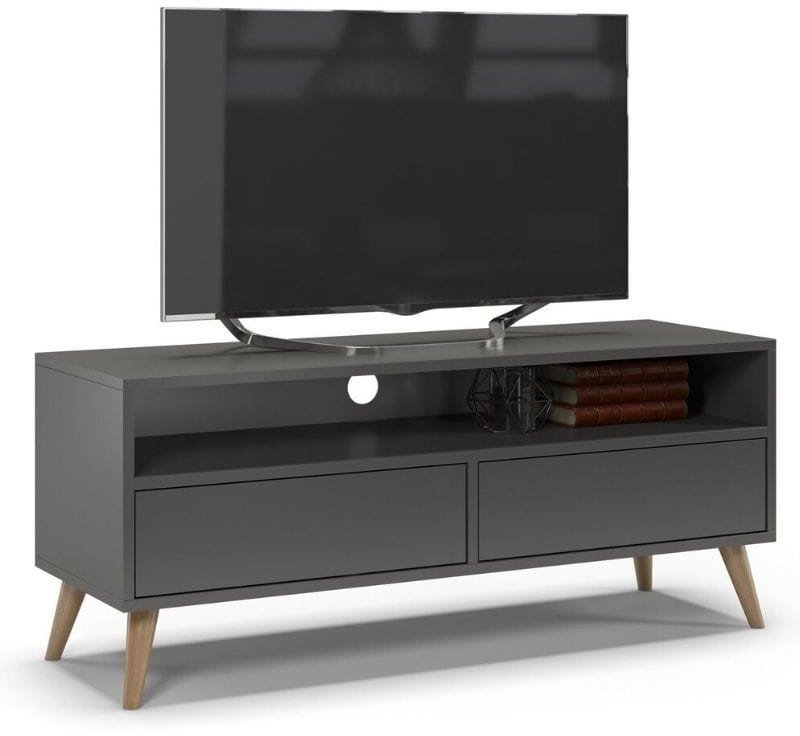 Szafka rtv, stolik pod telewizor, SKAND, 120x40x50 cm, grafit, mat | TYLETEGOTU