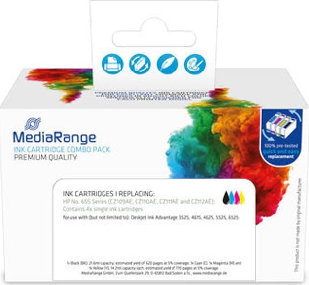 MediaRange MediaRange MRHP655 nabój z tuszem 4 szt. Zamiennik Czarny, Cyjan, Purpurowy, Żółty