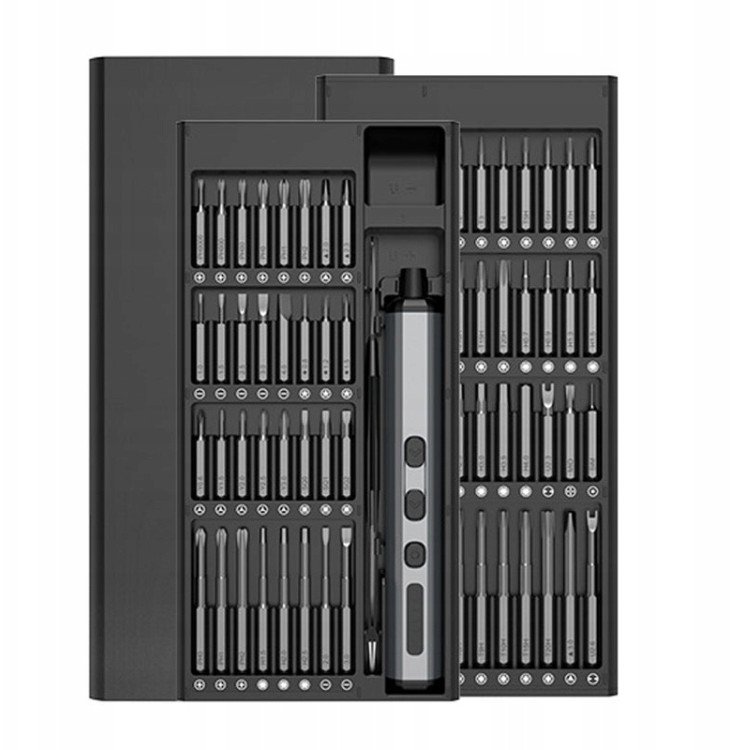 Elektryczny precyzyjny śrubokręt wkrętak z bitami metalowy 68 elementów