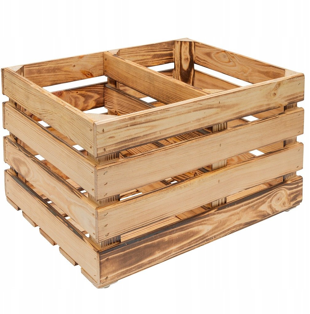 Skrzynka Szeroka Naturalna 50x40xH30CM z Przegrodą na Kółkach