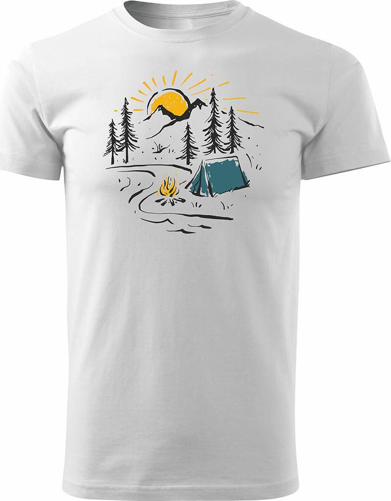 Topslang Koszulka z górami w góry biwak namiot tatry outdoor trekkingowa męska biała REGULAR r. M