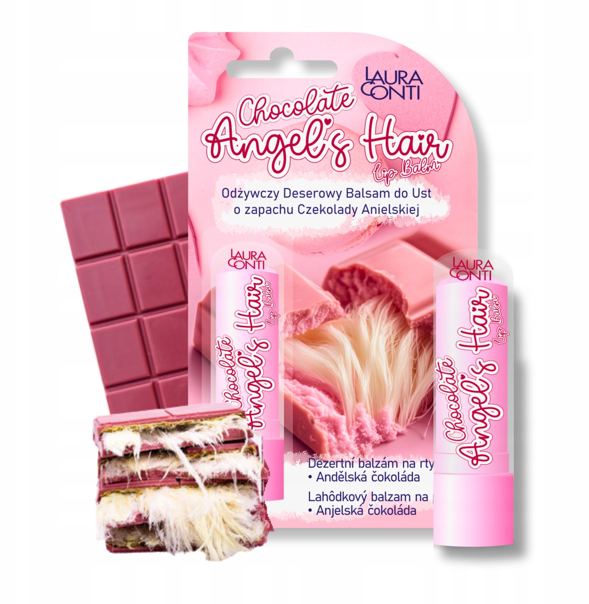 LAURA CONTI_Chocolate Angel's Hair odżywczy deserowy balsam do ust Anielska Czekolada 4,8g