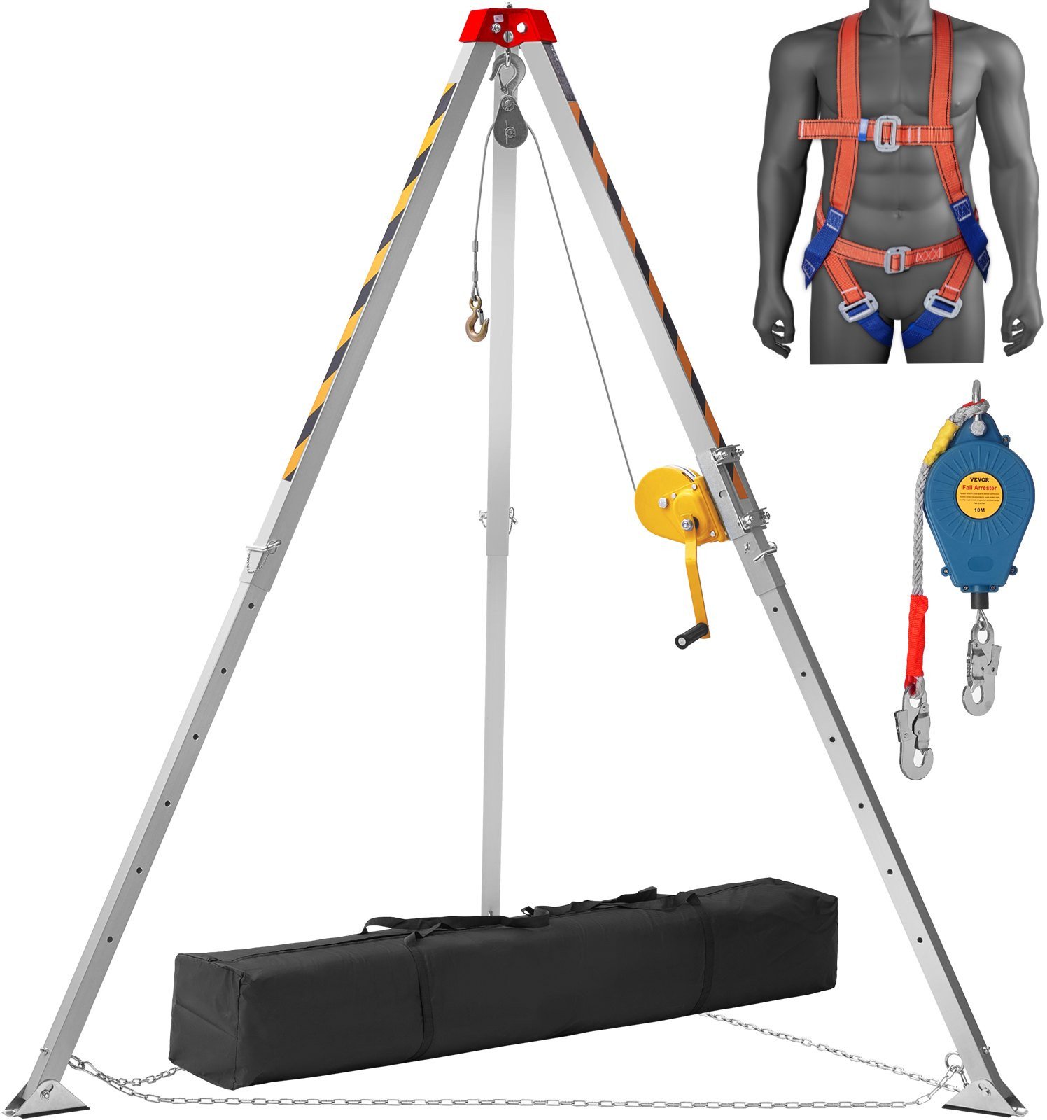 Trójnóg Statyw Ratowniczy z Wciągarką do Przestrzeni Zamkniętych 544 kg