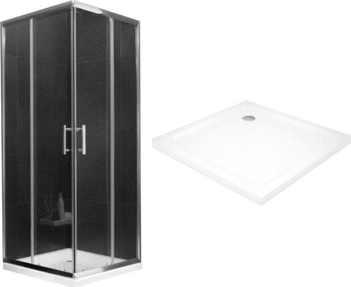 Mexen Mexen Rio kabina prysznicowa kwadratowa 90 x 90 cm, transparent, chrom brodzik Flat - 860-090-090-01-00-4010