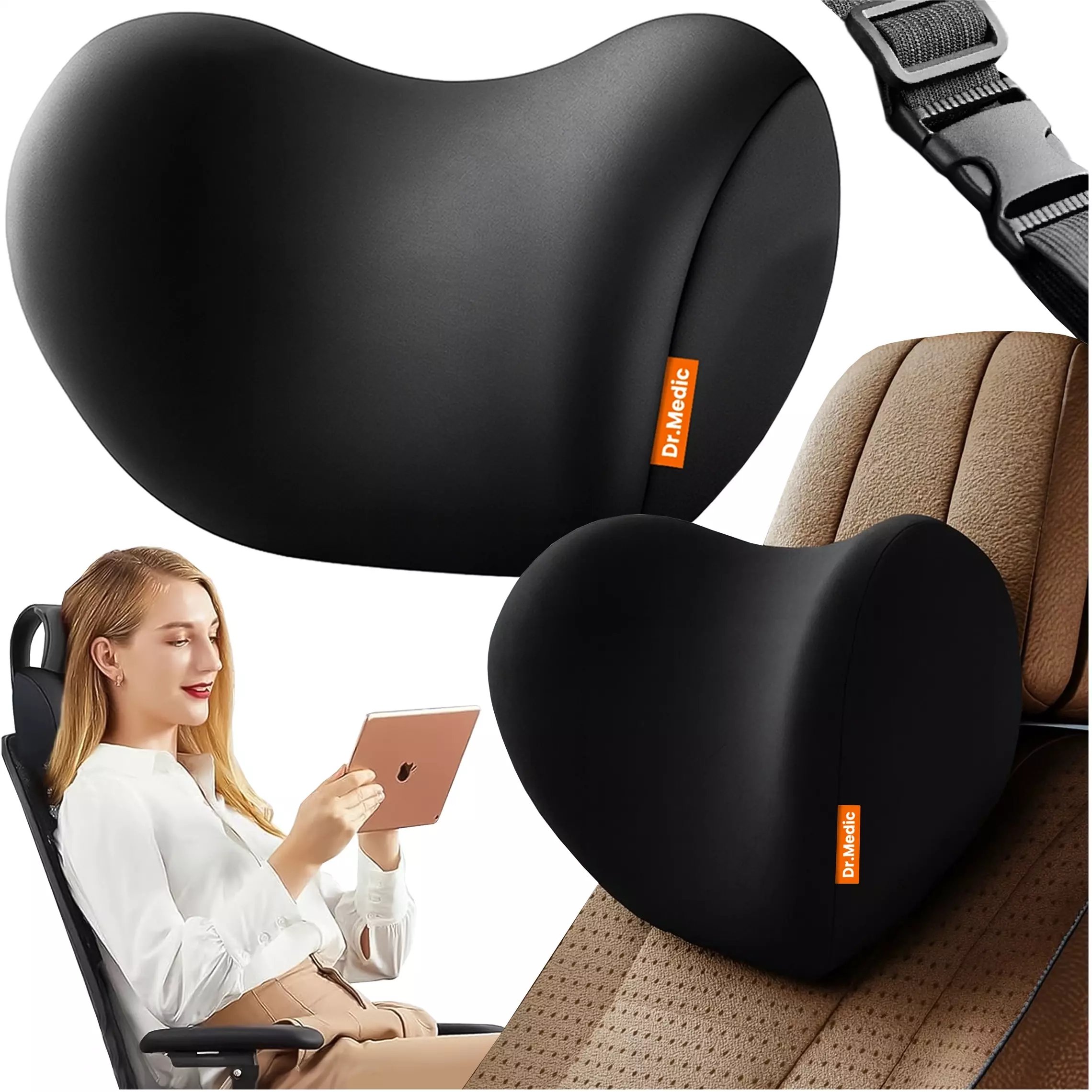 Poduszka samochodowa masująca lędźwiowa - ergonomiczne wsparcie pleców i odcinka lędźwiowego, elektryczny masażer z wibracjami i