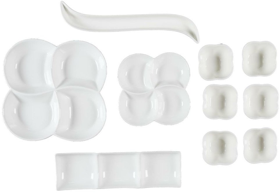 Zestaw 10 naczyń do serwowania przystawek biały