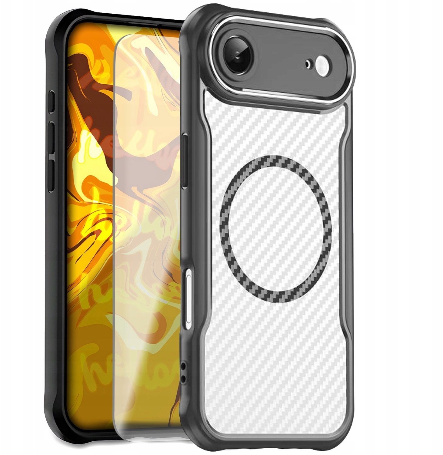 Hello Case Etui Pancerne do Apple iPhone 17 Air (Do Magsafe, Węgiel, Czarne) Szkło