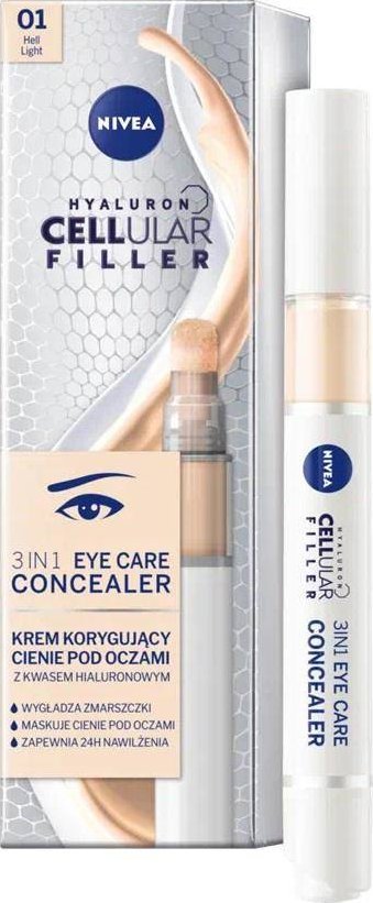 Nivea _Hyaluron Cellular Filler 3In1 Eye Care Concealer krem korygujący cienie pod oczami 01 Light 4ml