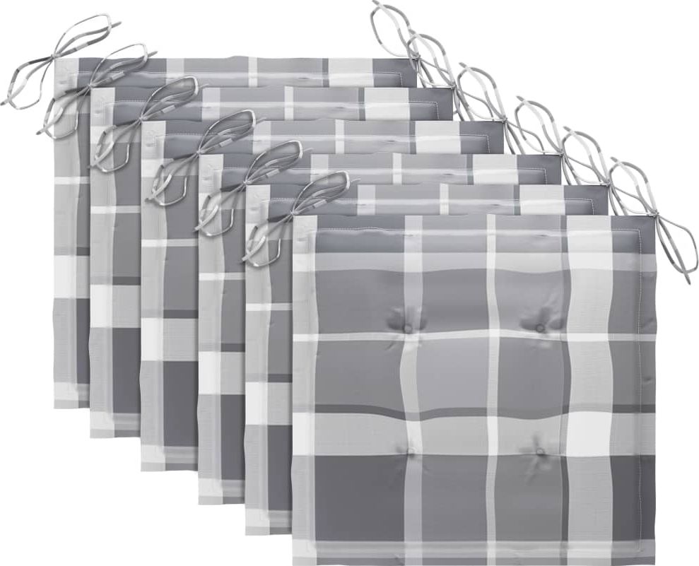 vidaXL Poduszki na krzesła ogrodowe 6 szt. szara krata 50x50x4cm