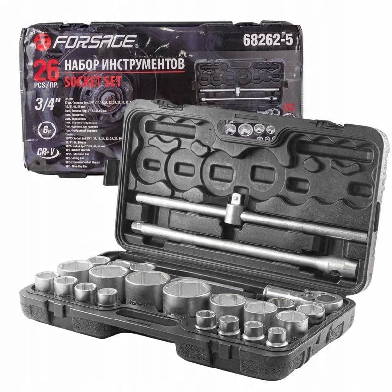 Zestaw narzędzi 26el. 3/4" 1" (6-kątnych)