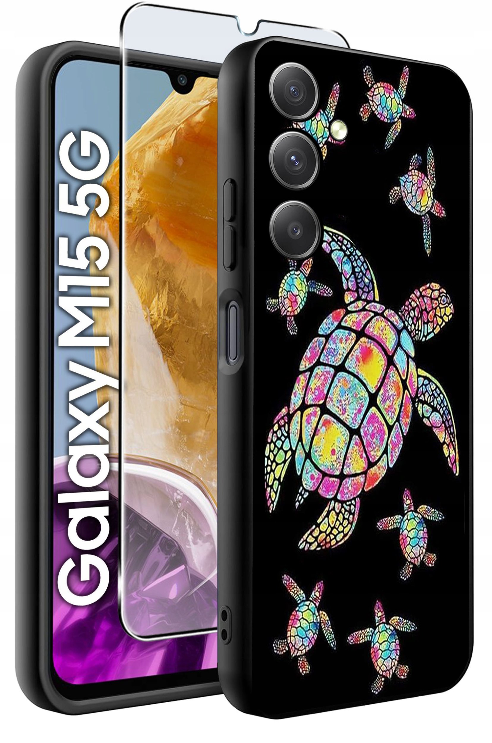 ETUI do Samsung M15 5G WZORY | SILIKONOWE MATT CASE + SZKŁO HARTOWANE 9H