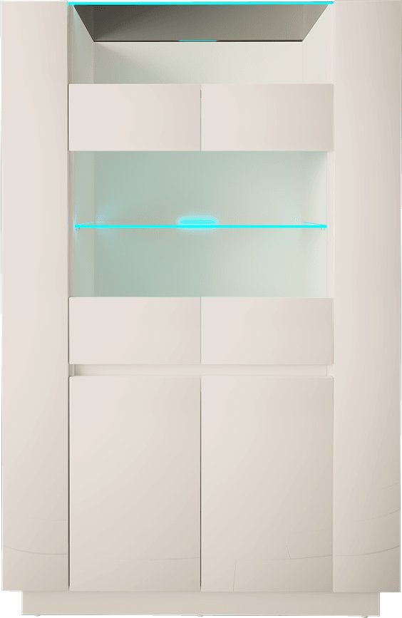 MEGSTYL WITRYNA 140CM Z PRZESZKLONYM BLATEM ALTA 03 Biały mat - Biały połysk