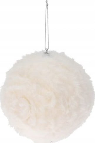Koopman Bombka na choinkę biała ze sztucznego futerka 12 cm