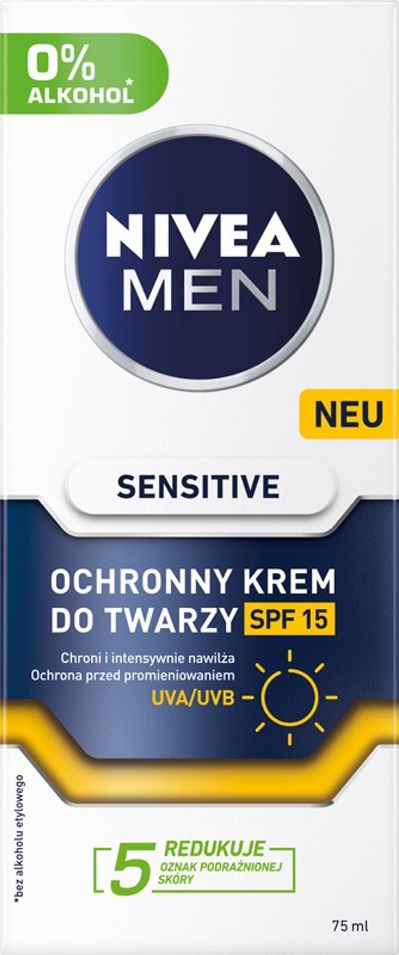 Nivea MEN Sensitive Łagodzący krem nawilżający do twarzy z SPF15 75 ml