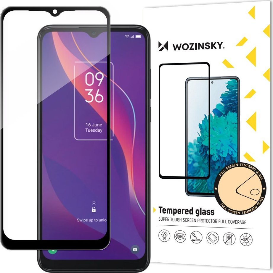 Wozinsky Wozinsky super wytrzymałe szkło hartowane Full Glue na cały ekran z ramką Case Friendly TCL 306 czarny