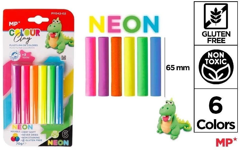 Plastelina 6 kolorów neon