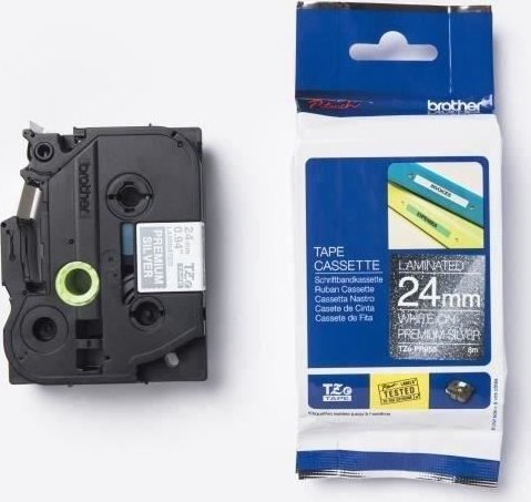 Brother Brother Tapes TZePR955 24mm silver/white