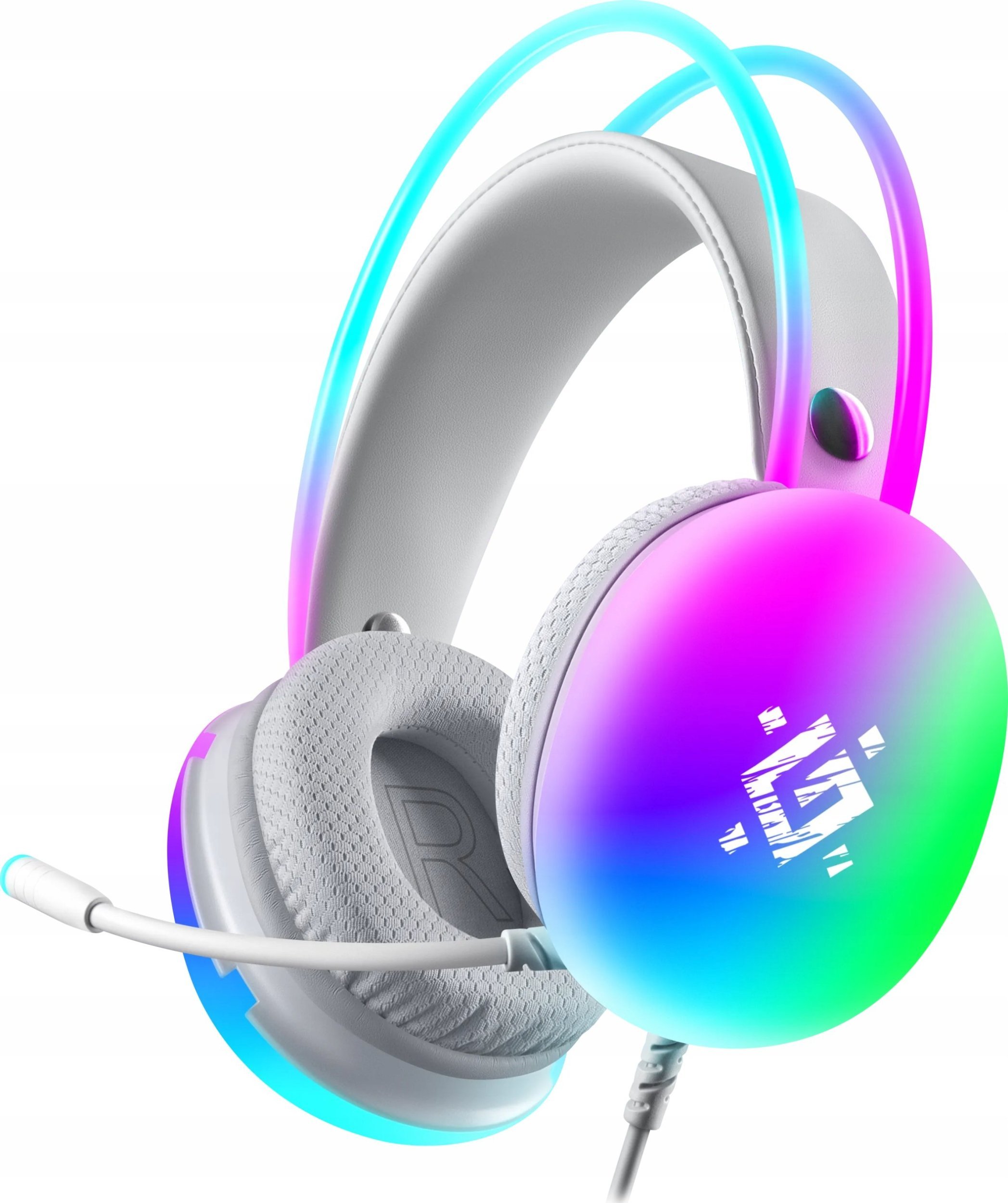 Słuchawki Defender Słuchawki z mikrofonem Defender IGNIS podświetlane Gaming USB RGB białe + GRA