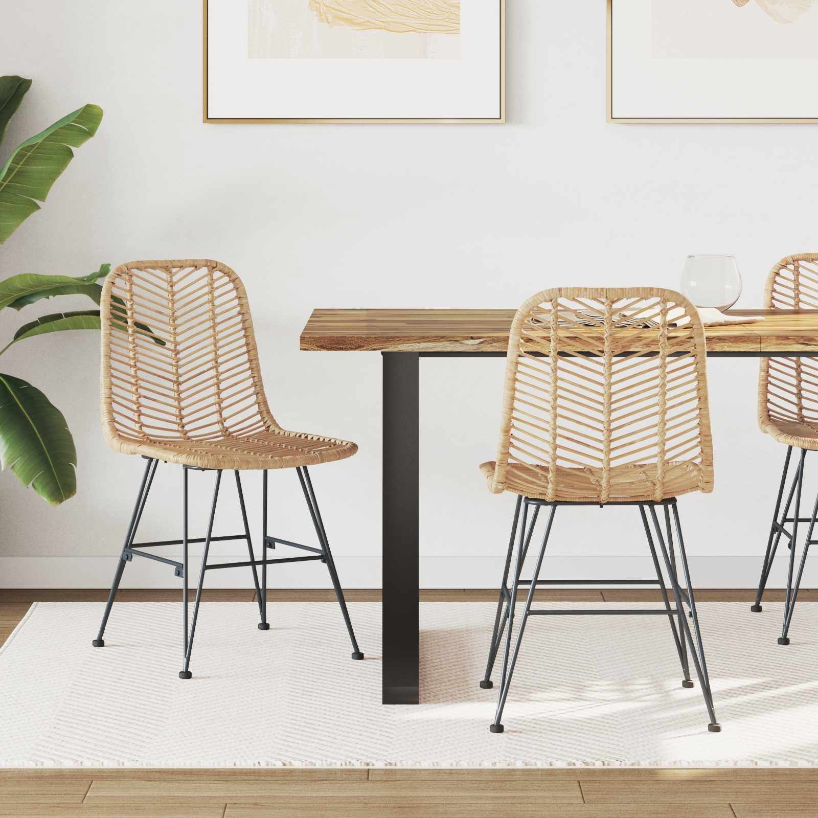 vidaXL Krzesło jadalniane 2 pcs Naturalny 44.5 x 55 x 85 cm