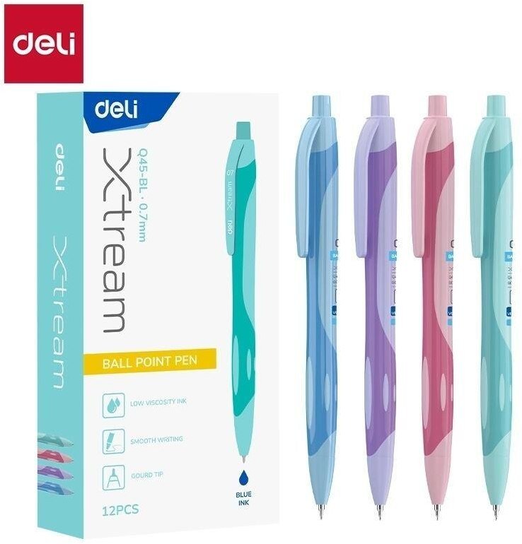 Deli Długopis automat 0,7mm Xtream niebieski (12szt)