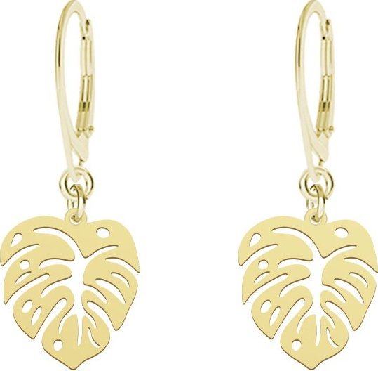 Radziszewska Jewellery Liść Monstery Kolczyki pozłacane