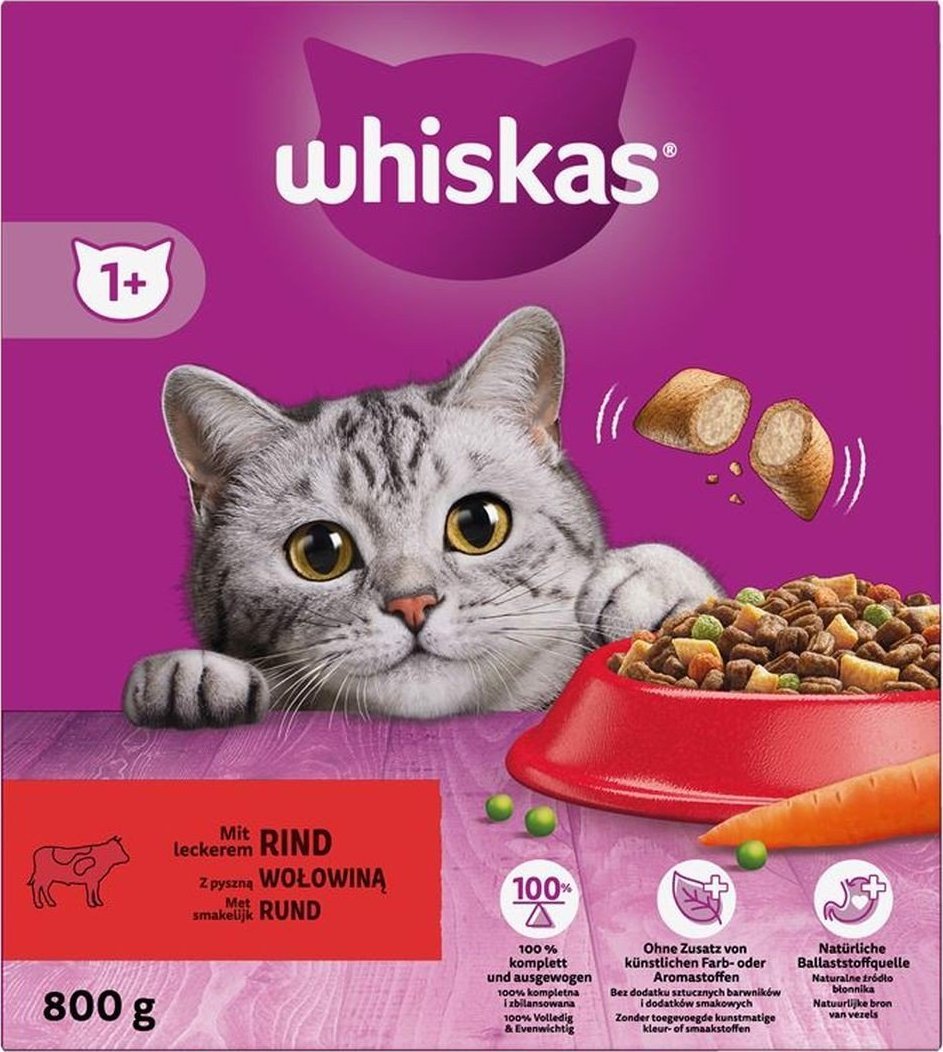 Whiskas Whiskas Sucha Karma dla kota o smaku wołowiny 800 g
