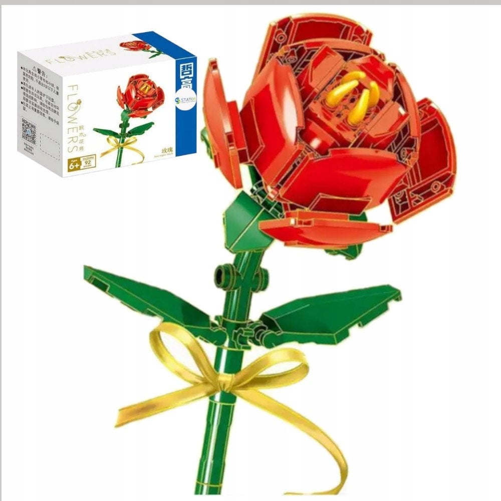 Klocki Konstrukcyjne Róża Z Kokardą Czerwona 92 el.