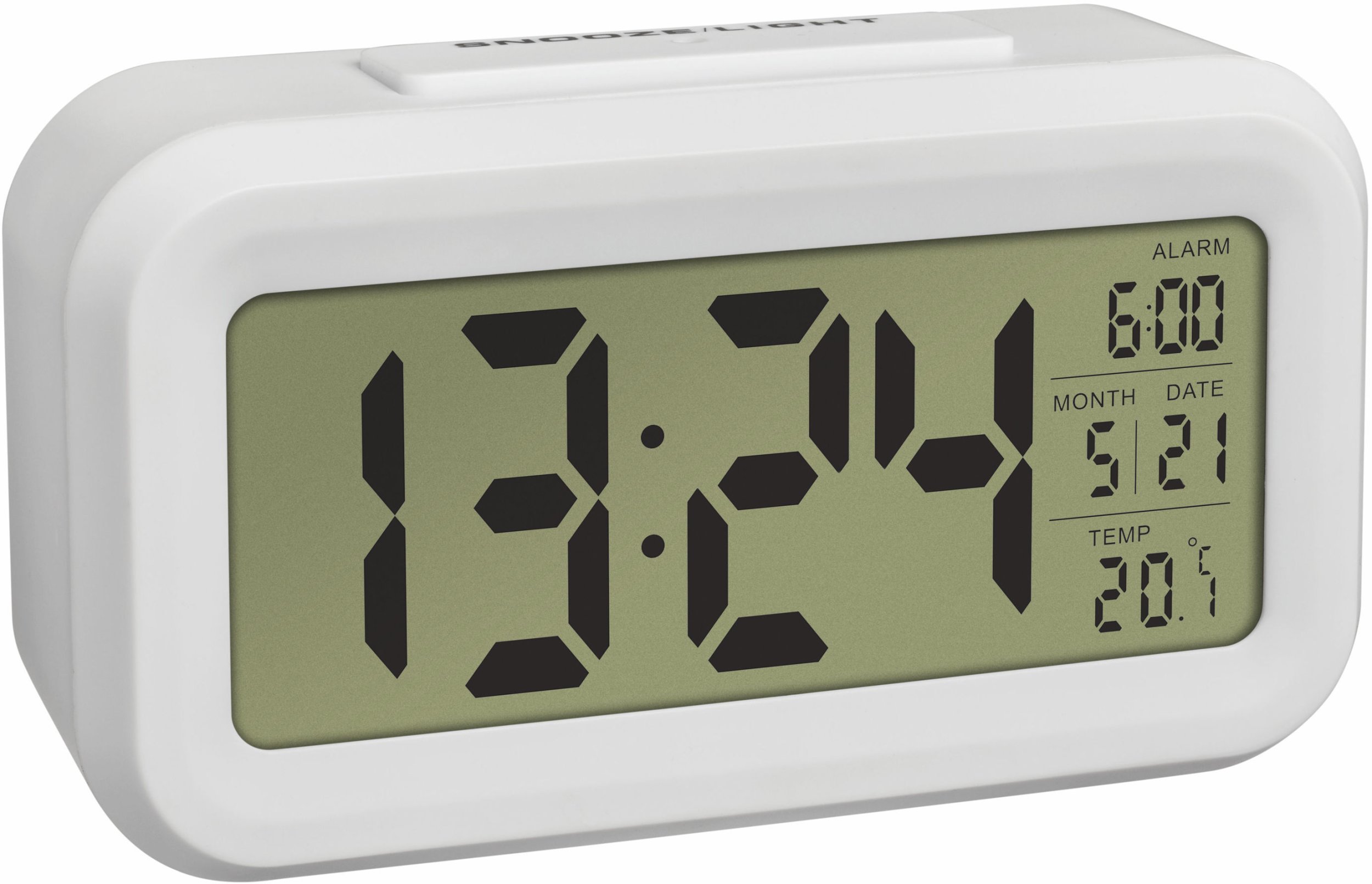 TFA-Dostmann 60.2018.02, Digital alarm clock, Rectangle, White, Plastic, 0 - 50 °C, °C