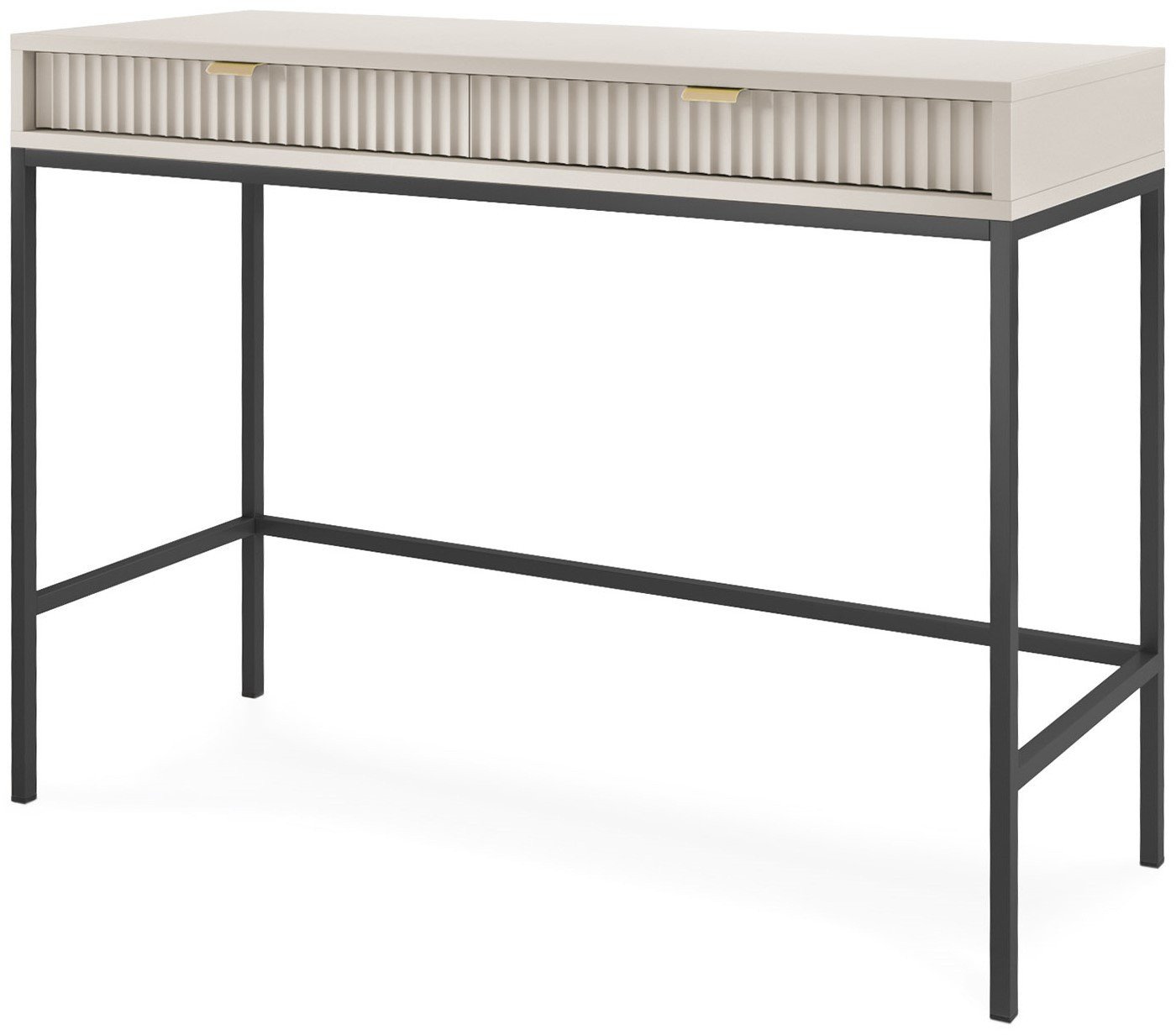 Toaletka z szufladami Kioto w kolorze cashmere i czarnymi nóżkami