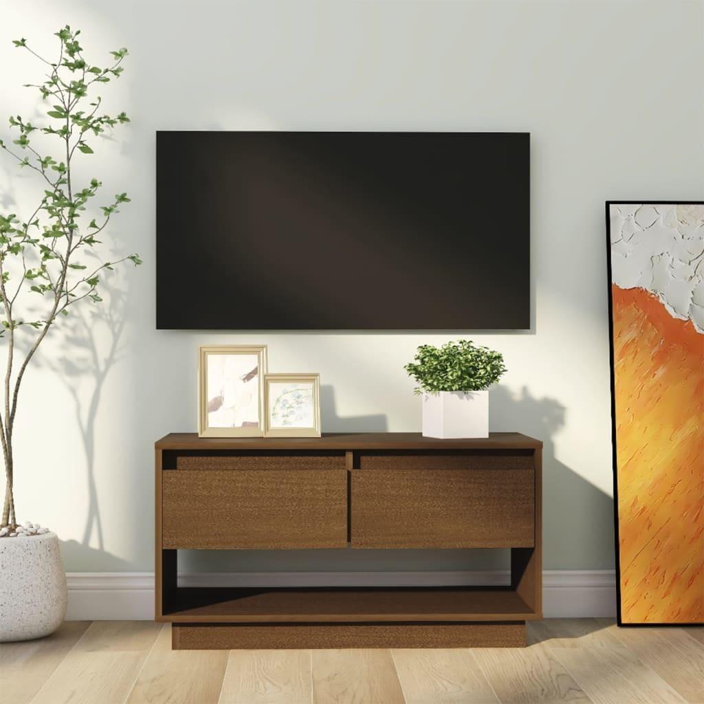 vidaXL vidaXL Szafka pod TV, miodowy brąz, 74x34x40 cm, lite drewno sosnowe
