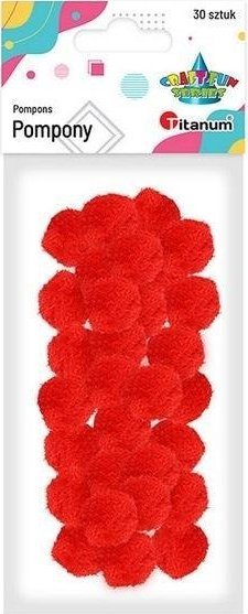 Titanum Pompony poliestrowe 25mm czerwone 30szt