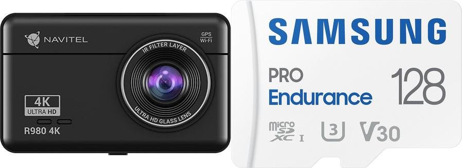Wideorejestrator Navitel Wideorejestrator Navitel R980 4K + Karta Samsung PRO Endurance 2022 MicroSDXC 128 GB Class