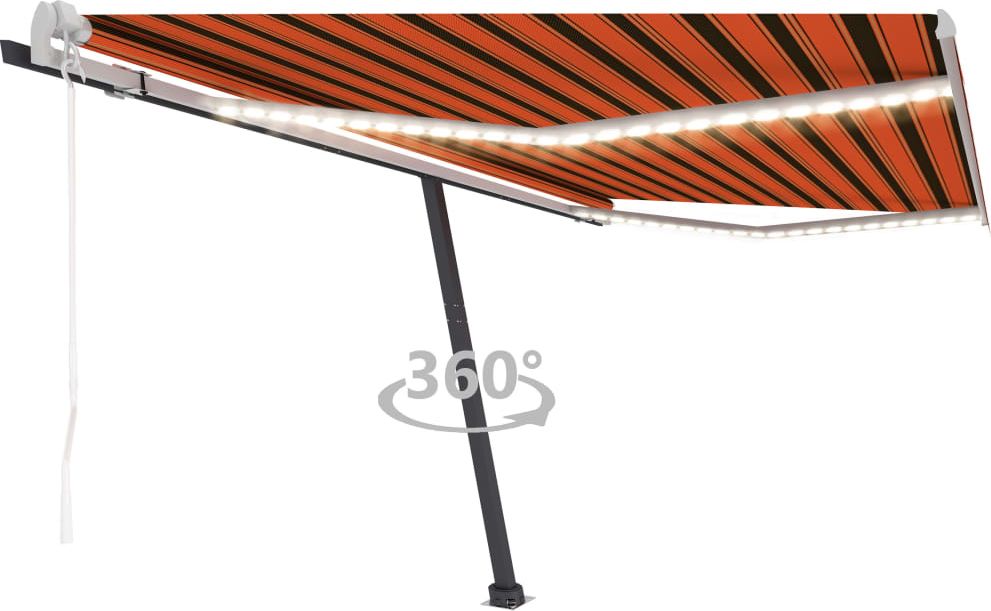 vidaXL Automatycznie zwijana markiza, LED i czujnik wiatru, 450x300 cm