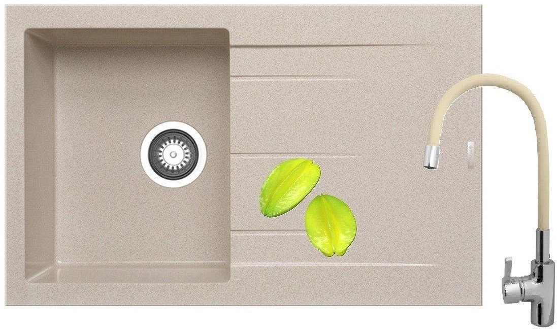 Pyramis Zlew. ALAZIA 79x50 1B 1D beż + bateria FLESSI