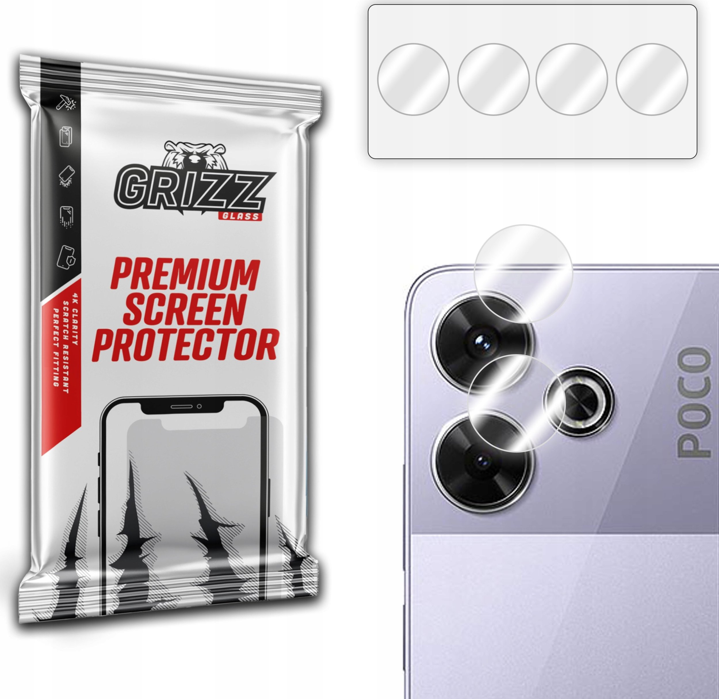 GrizzGlass Szkło na aparat GrizzGlass HybridGlass Camera do Xiaomi Poco M6