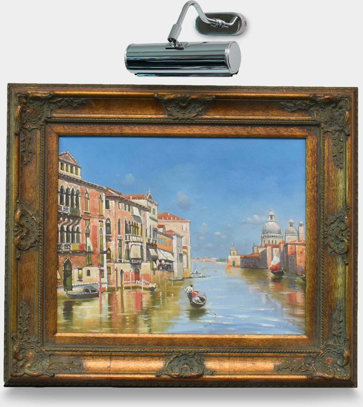 Lampa stołowa rzezbyzbrazu Lampa Galeriowa Mosiężna Chrom Mała