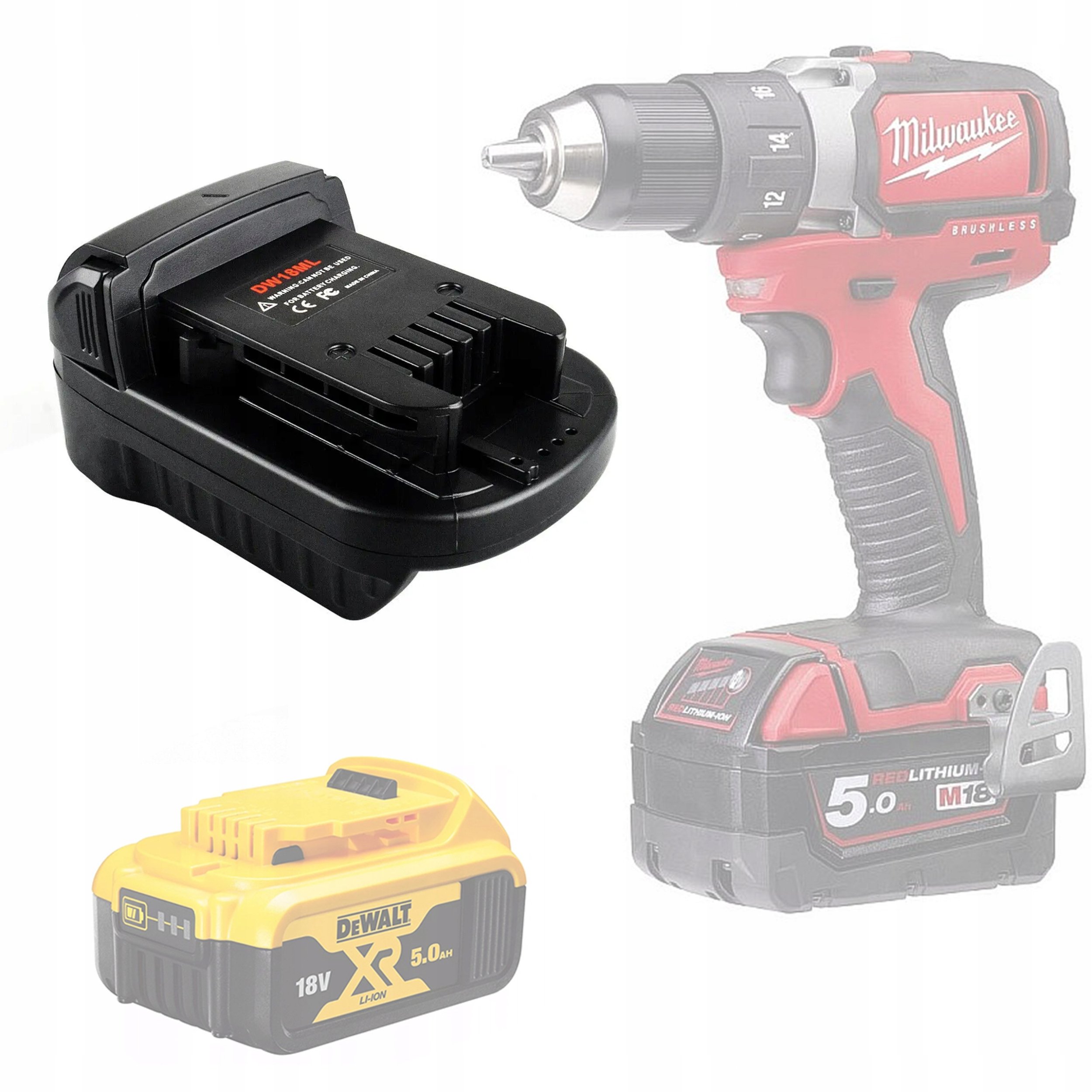 ADAPTER AKUMULATORA KONWERTER PRZEJSCIÓWKA DEWALT 18V DO MILWAUKEE M18
