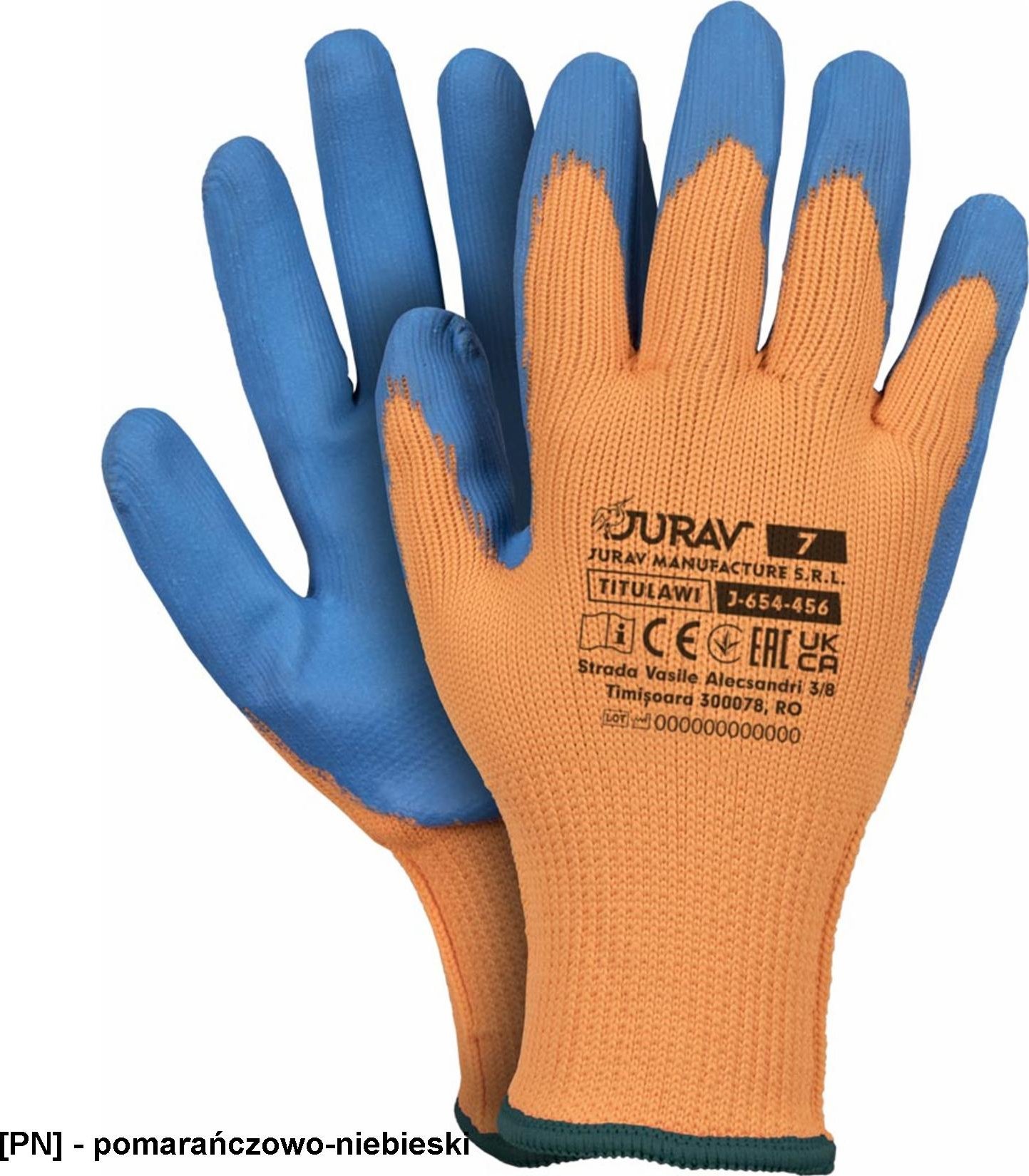 R.E.I.S. J-TITULAWI - Rękawice ochronne ocieplane ściągacz, powlekane lateksem smooth 100% poliester (ścieg 7), odporne na kwasy detergenty 8